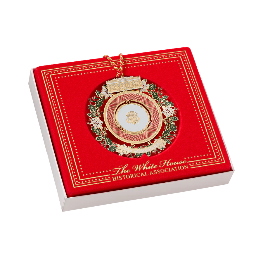 Official 2019 White House Christmas Ornament - 24k Gold-Plated Brass, Honors President Eisenhower